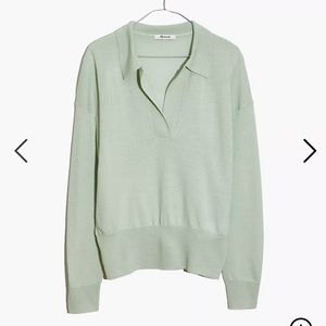 Madewell Polo Sweater in Heather Mint